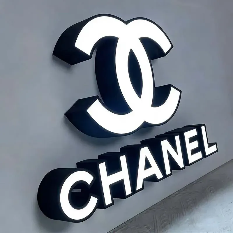 Bar channel letters gold trim warm glow sign